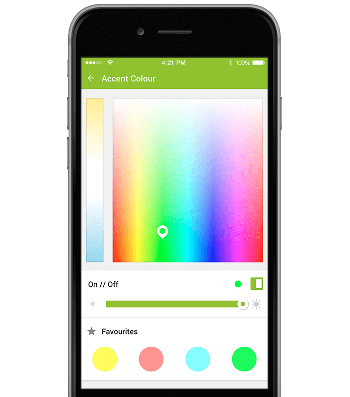 ovládání barev pomocí aplikace Loxone