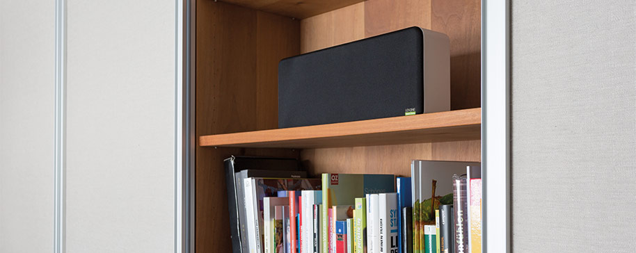 PH wall speaker on shelf