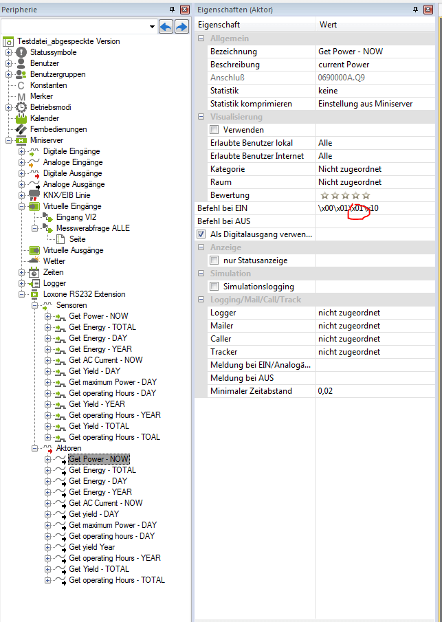 Inbetriebnahme RS232Extension Loxone Dokumentation