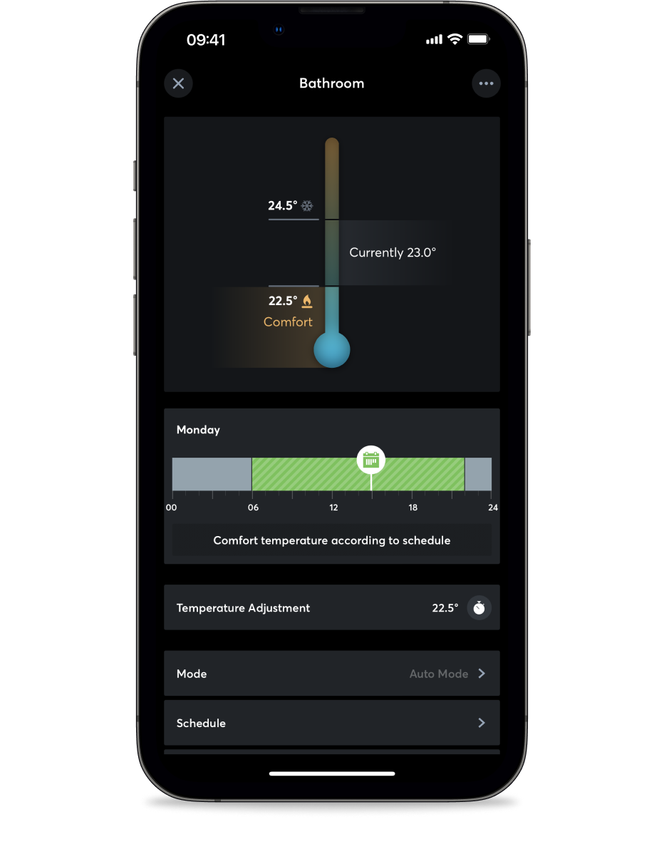 Mockup von Heizungssteuerung mit Loxone