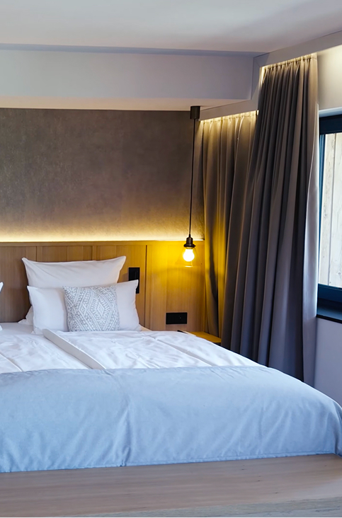 Relaxed woman in a hotel room with perfect room climate