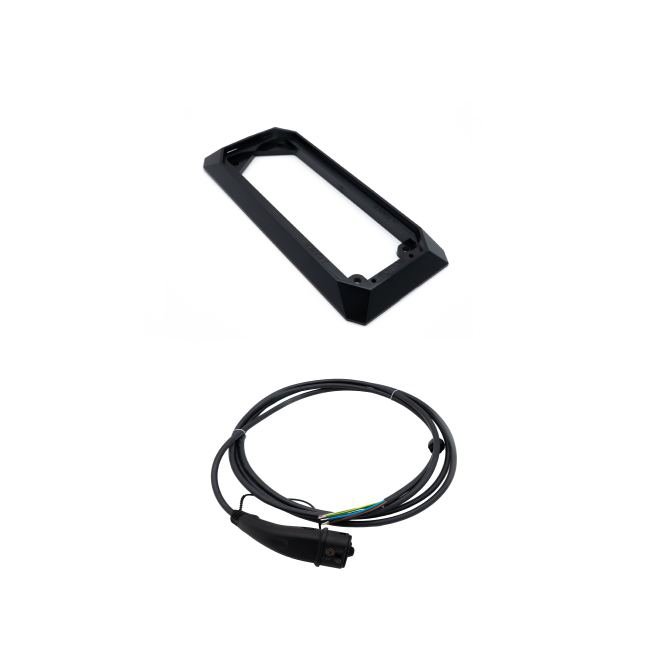 Zubehörteile Ladekabel und Montagerahmen