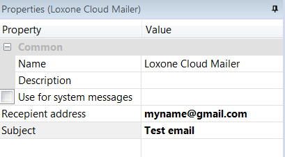 Properties Of The Mailer Service In Loxone Config