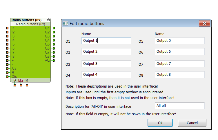 Example Screenshot Of Loxone Config Radio Buttons Function Block
