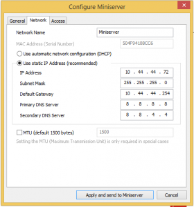 Loxone Miniserver Configure Network Settings