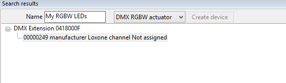 Loxone Config DMX Device Search and Found