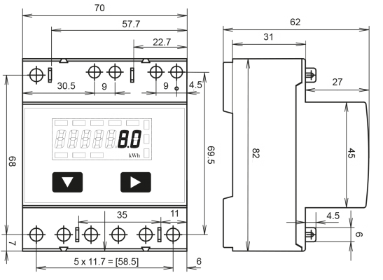 Three Phase Dimensions Modbus 