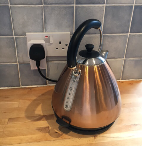 Kettle Plugged Into Loxone Smart Socket Air