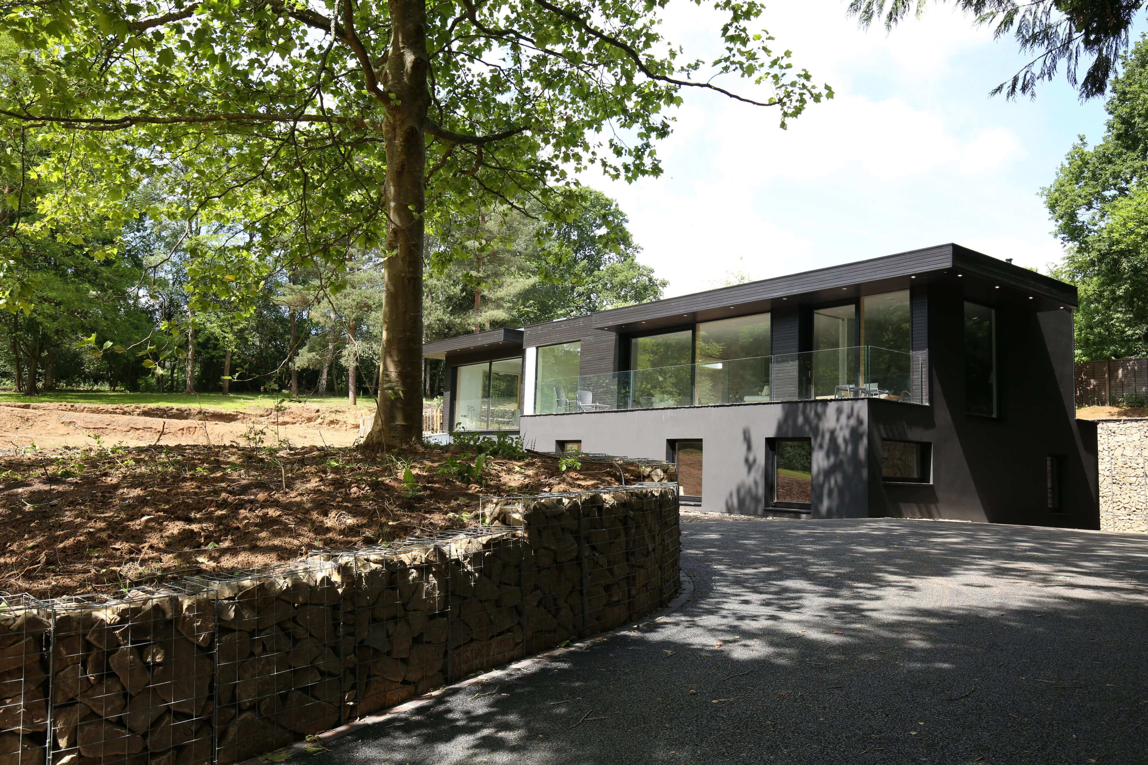 Exterior of Skyridge Sustainable Home in rural setting.