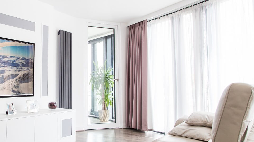 Automated curtains in a modern apartment