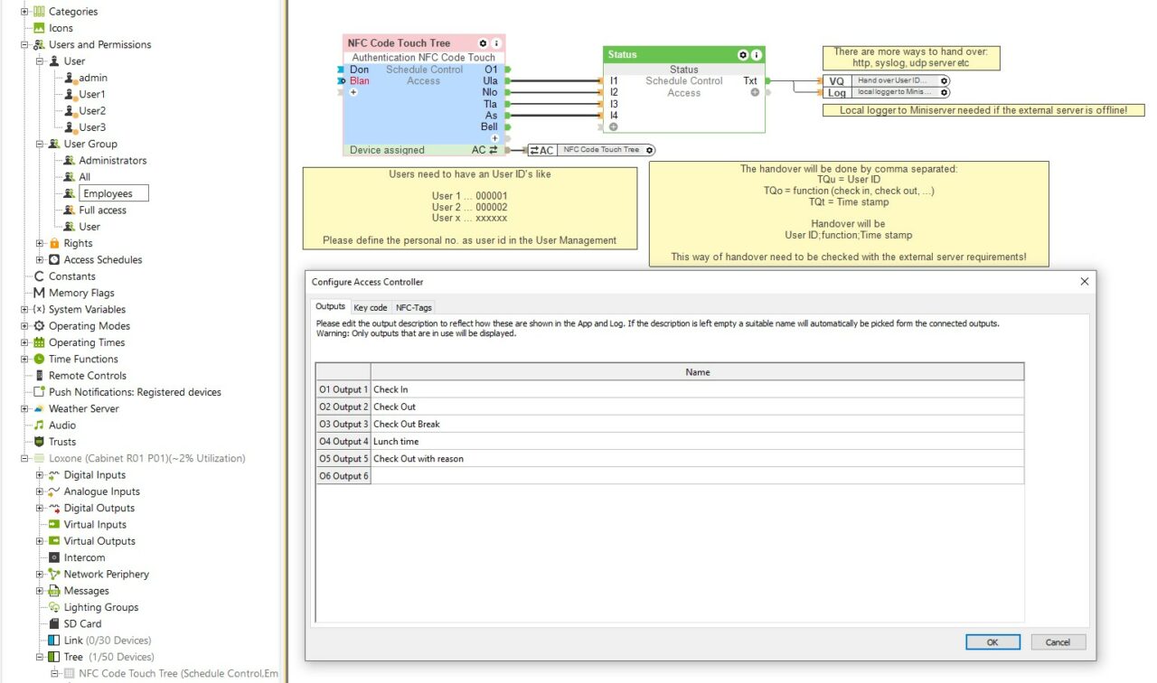 Use Case Electronic Time Clock System Loxone