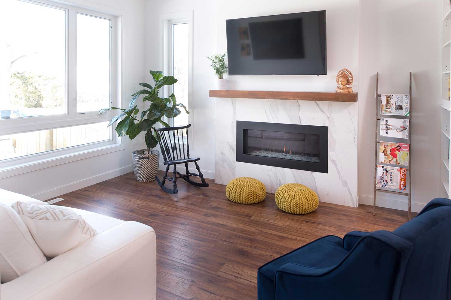 Spice Quay Modern, sleek apartment with bright white LED Strip lighting.