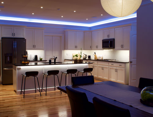 How To Create Under Cabinet Lighting, Blue Under Cupboard Lighting