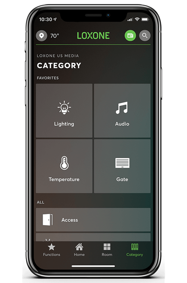 Loxone smart home app interface