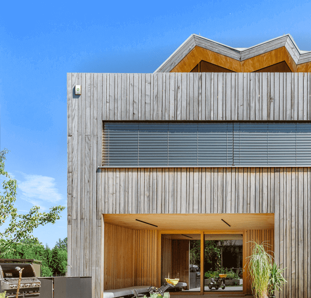 Exterior of smart home with Alarm Siren mounted.