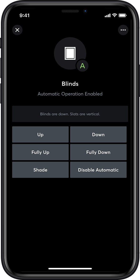Blind control in the Loxone App