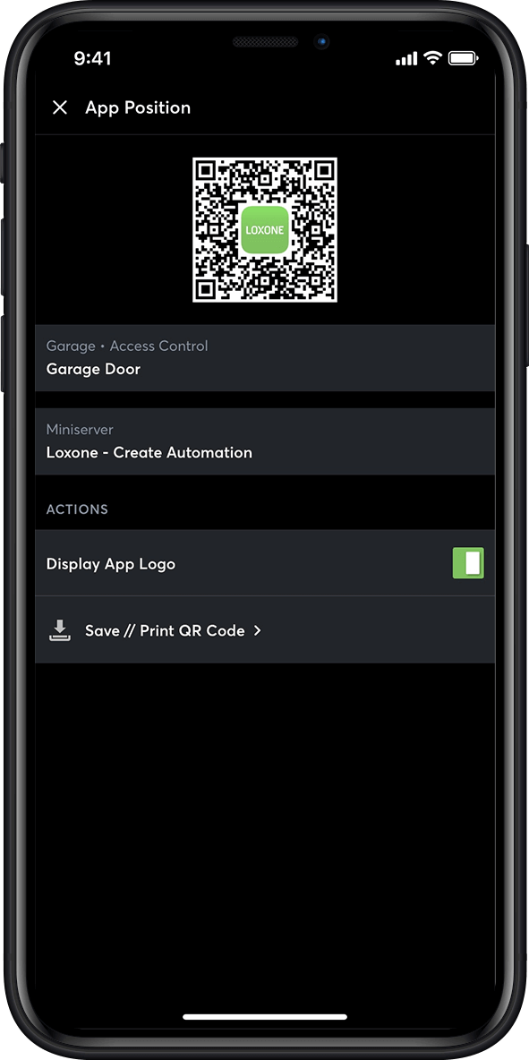 QR code in smart home app