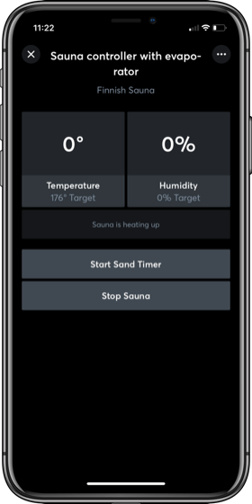 Sauna heating status in the Loxone App