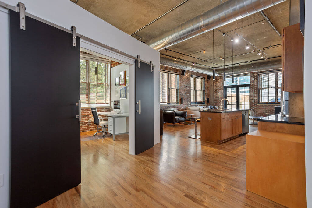 Loft with colorful led lighting mood