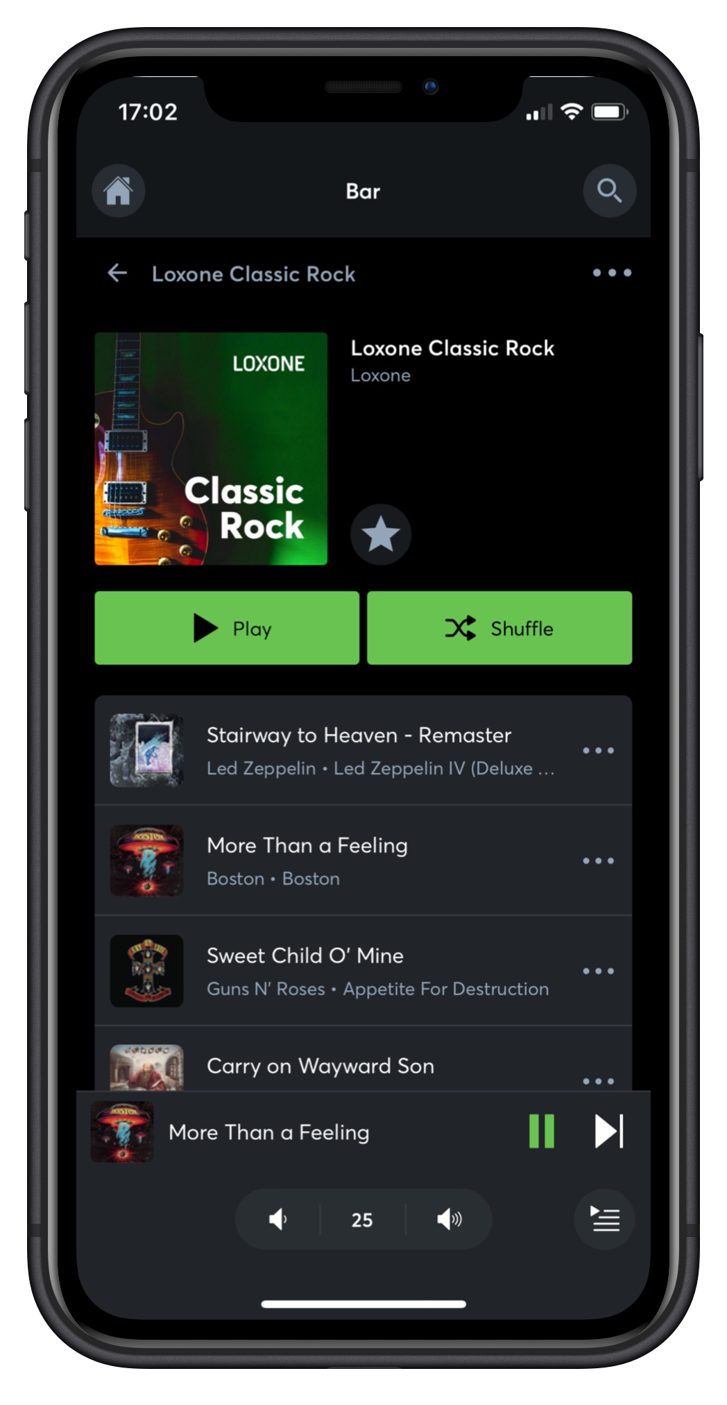 iPhone Loxone App Music interface