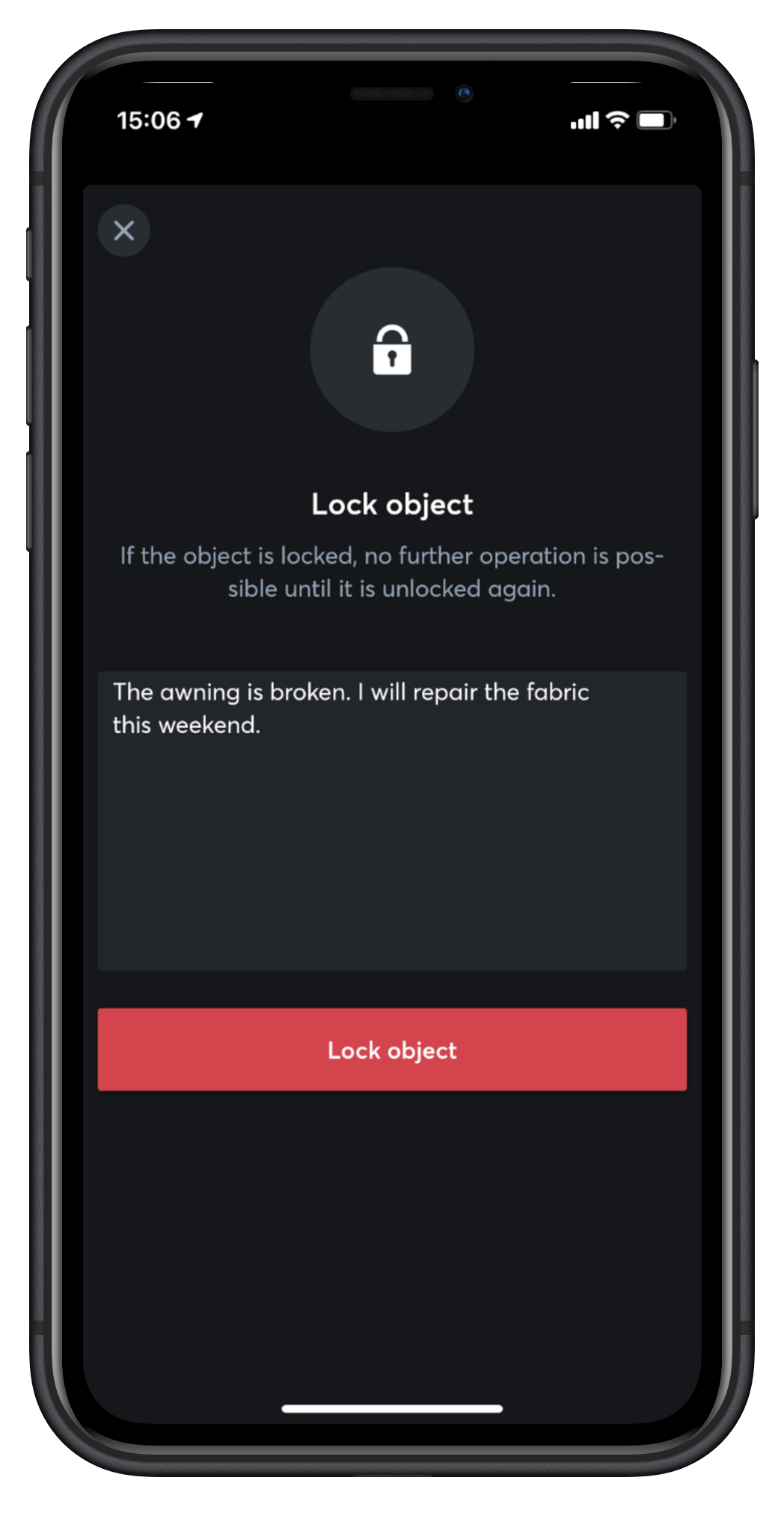 Loxone App Object Locking