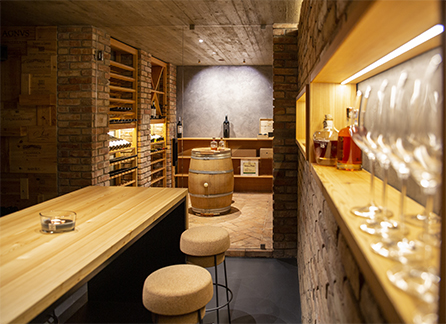 Wine cellar with led lighting