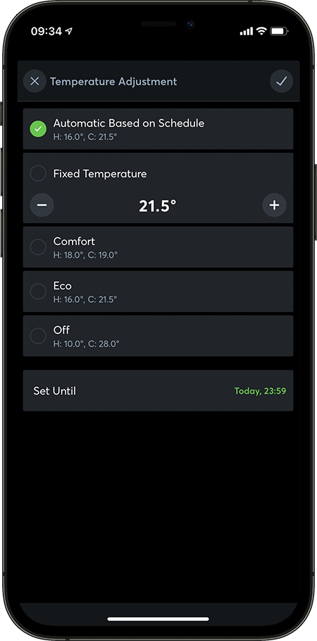Loxone App Temperature Management