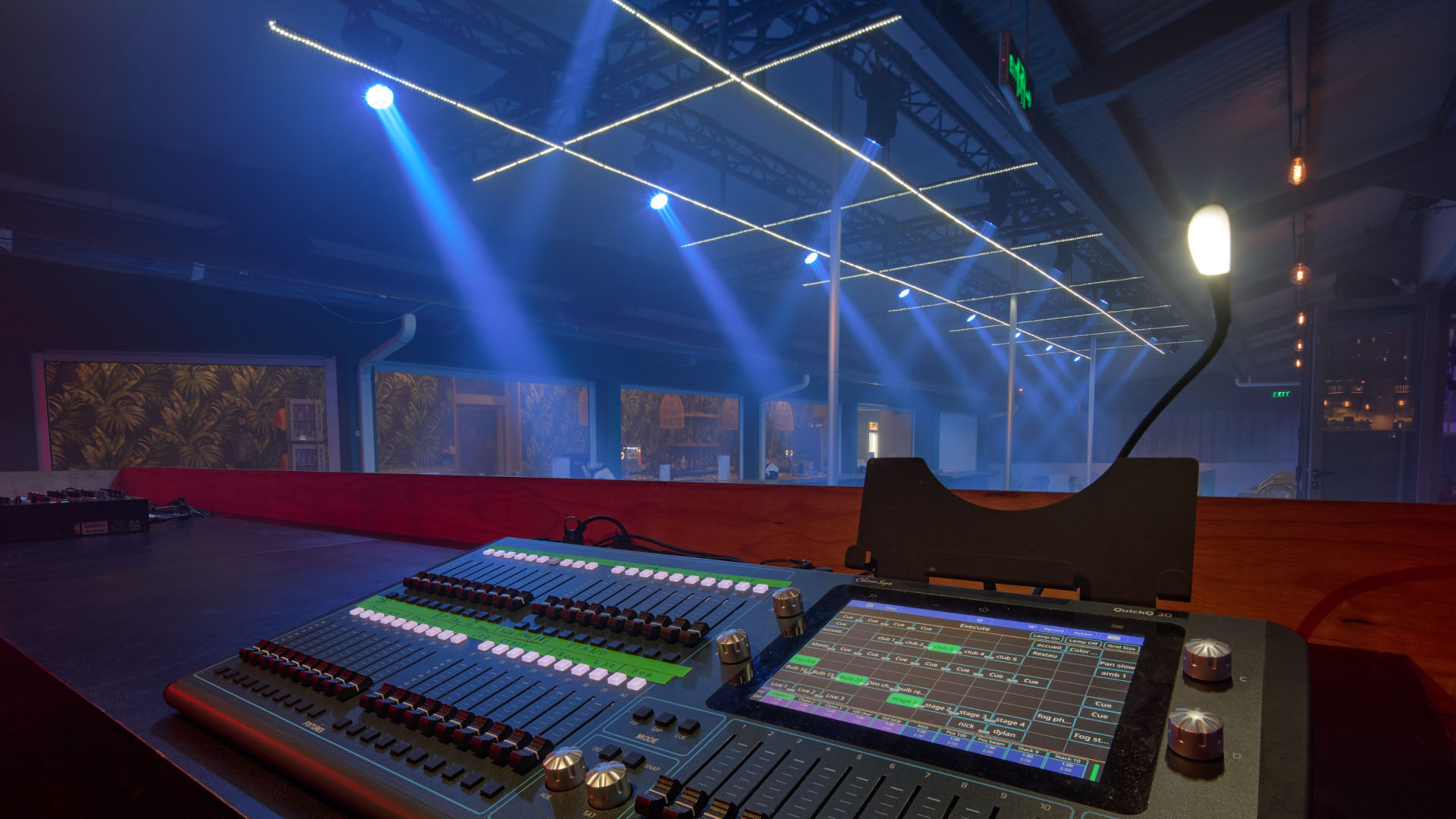 Nightclub DJ booth lighting