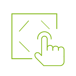 Groen icoon van hand die Loxone Touch gebruikt