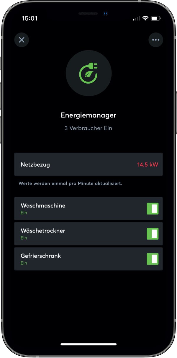 Energiemanager in der Loxone App