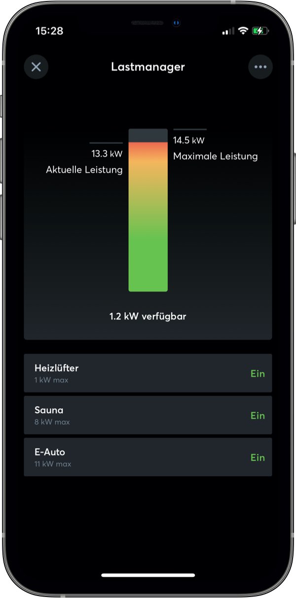 Lastmanager in der Loxone App