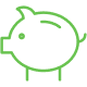 Loxone groen icoon van een spaarvarkentje