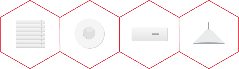 IG_components-in-red-honeycombs Komponenten Smart Home Alarmanlage