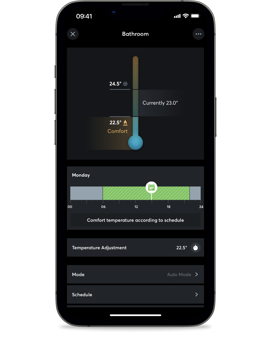 Temperatuur instellen via de Loxone App