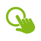 Zielona dłoń z przyciskiem na białym tle