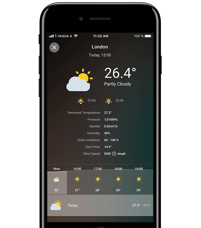 Screenshot z aplikácie (počasie)
