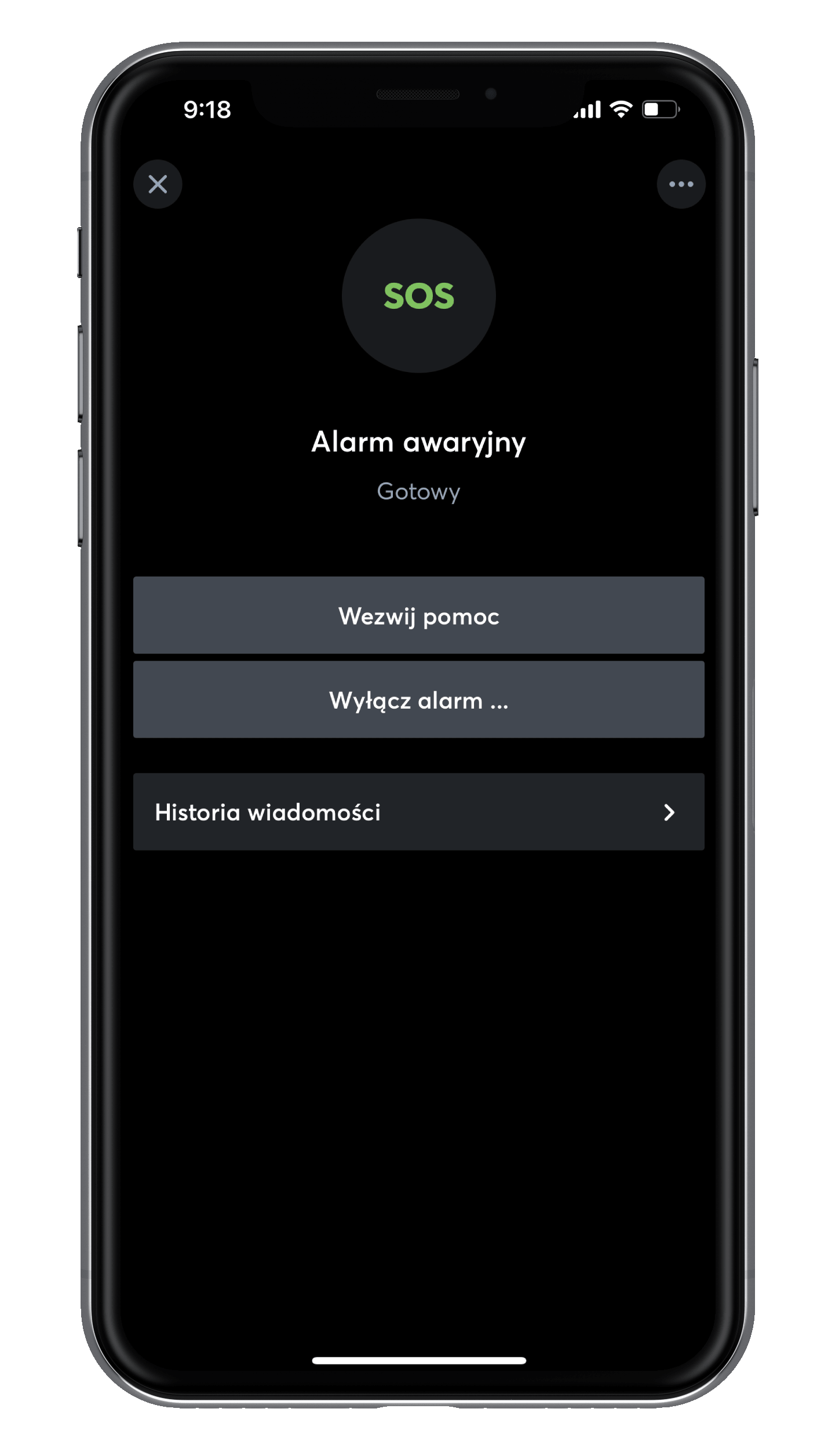 Alarm awaryjny w aplikacji Loxone