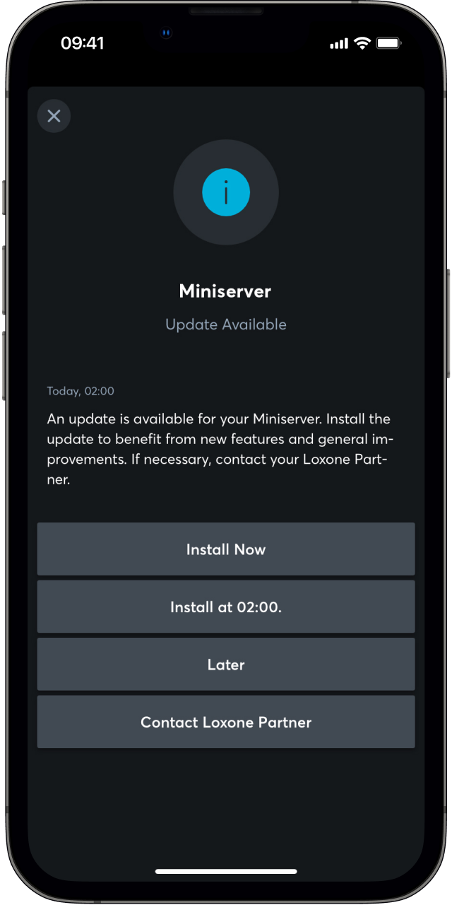 Aktualizacja Miniservera w aplikacji Loxone