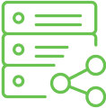 Ein Icon, welches Server darstellt und somit die zahlreichen offenen Schnittstellen symbolisiert.