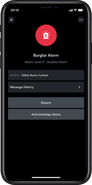 Alarm w aplikacji Loxone