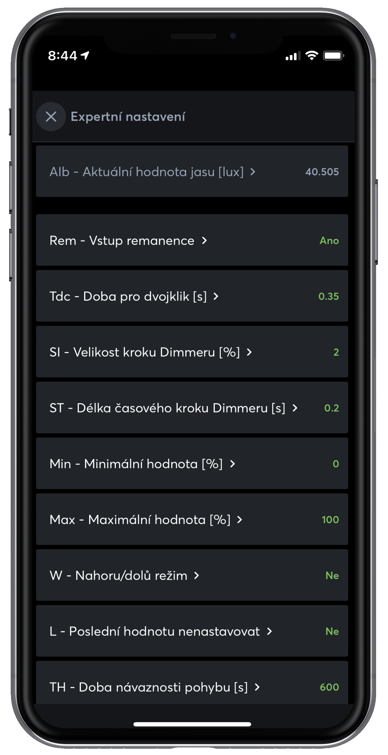 Expertné nastavenie Okno aplikácie - Expertné nastavenie