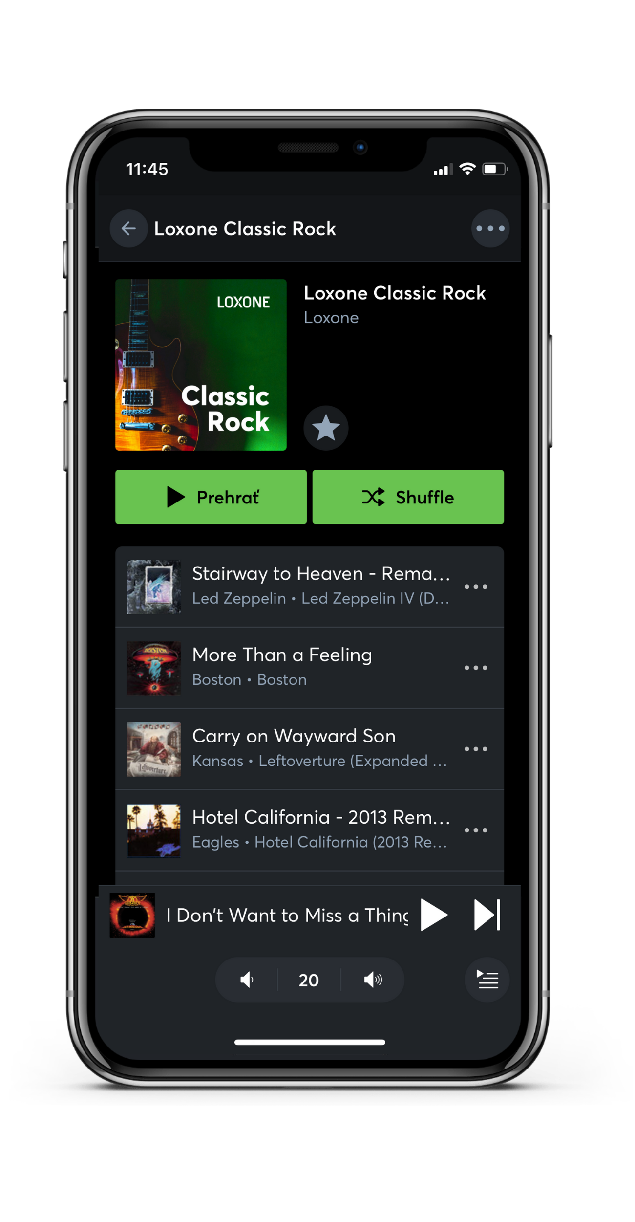 Ovládanie hudby v Loxone App