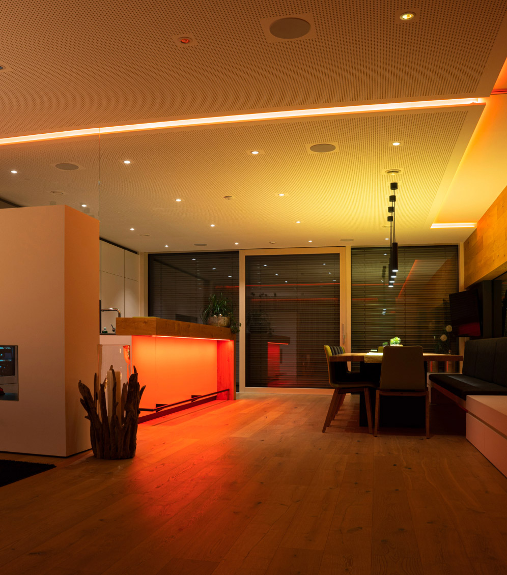 Osvetlenie v obývačka automatizované s Loxone