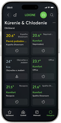 Nastavenie teploty termostat v aplikacii