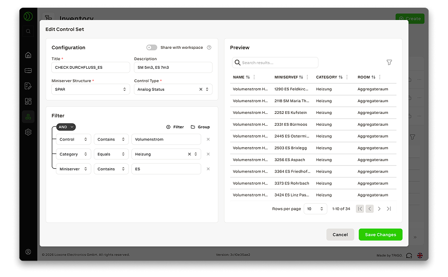 Exosphere dashboard loxone