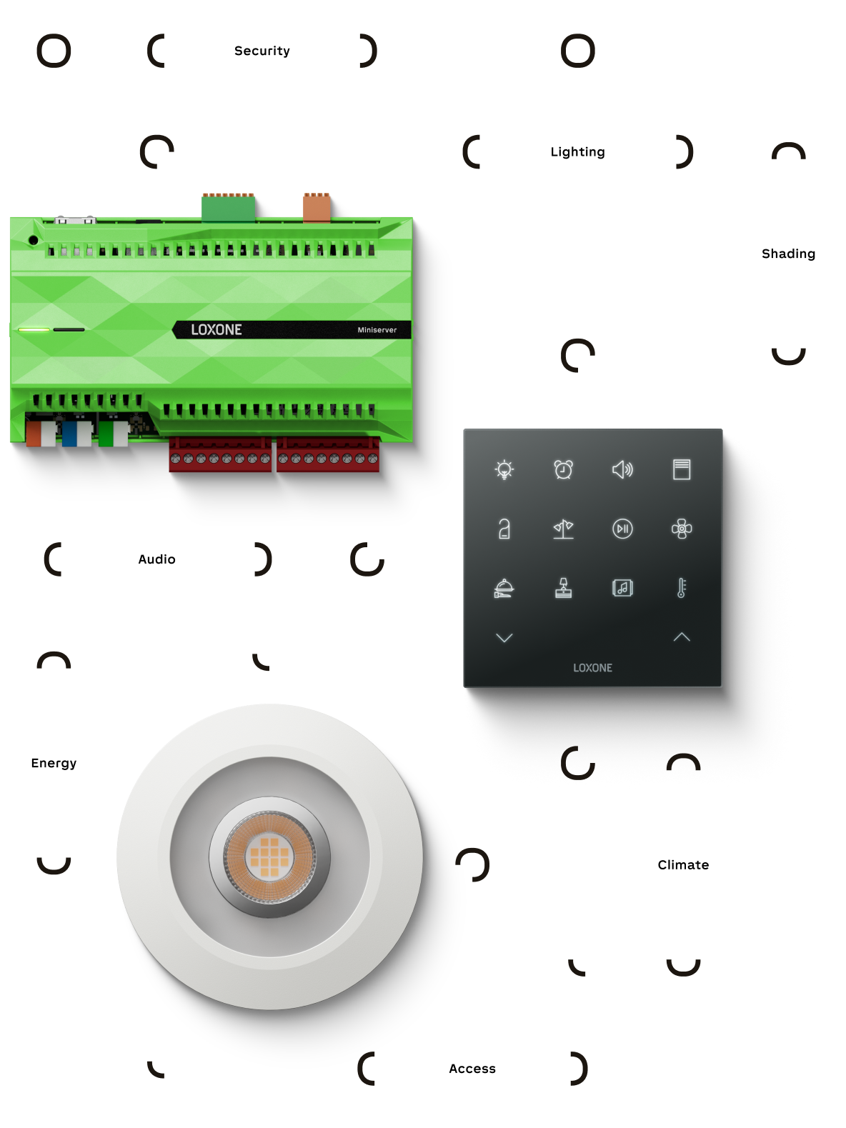 LOXONE Miniserver, Touch Pure Flex, LED spot