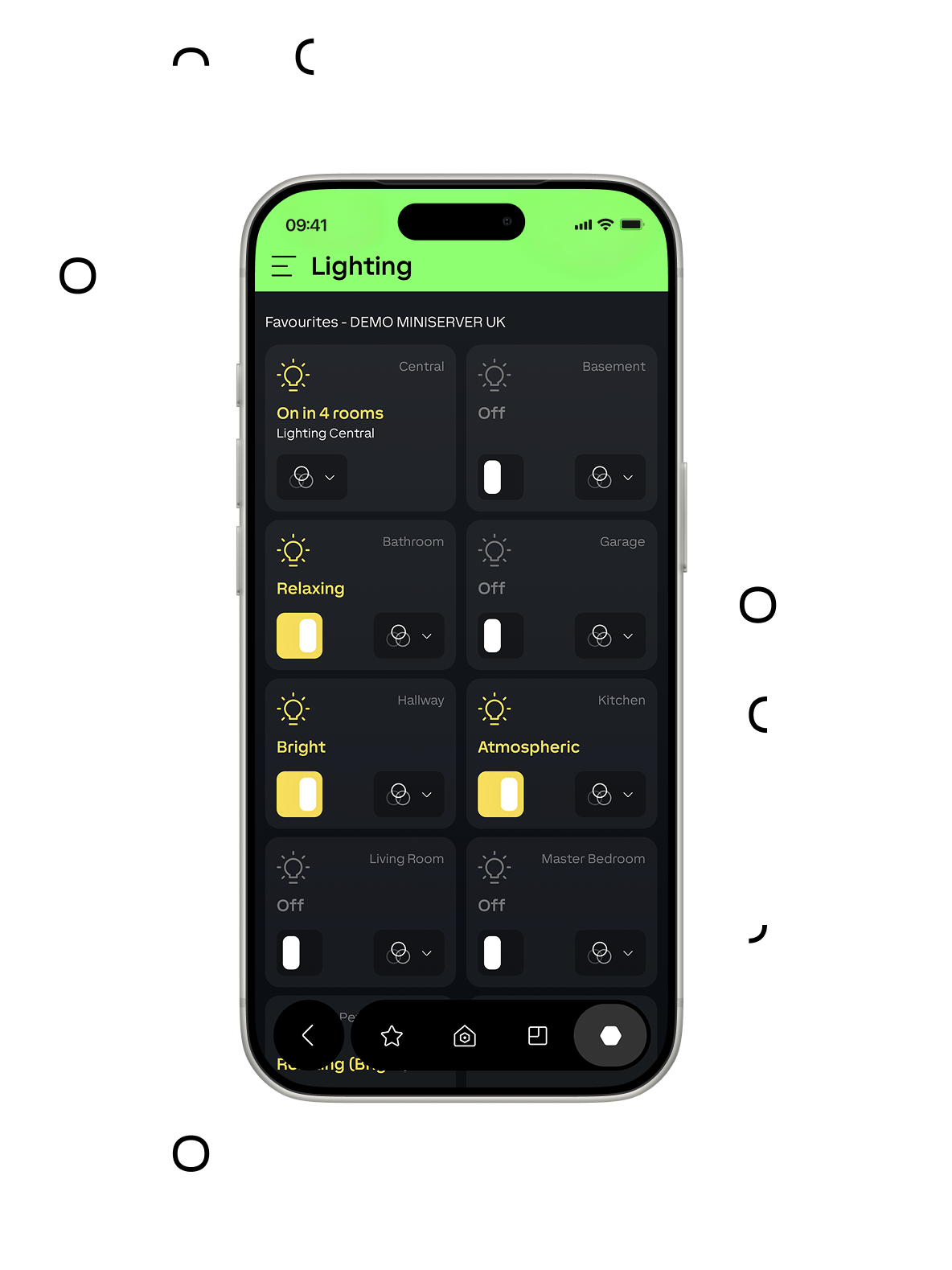 Інтерфейс застосунку LOXONE.